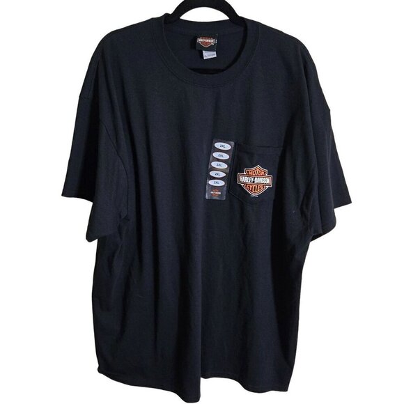 Harley Davidson NWT Black Logo Tee Shirt Manchester NH Size 2XL - Picture 1 of 6